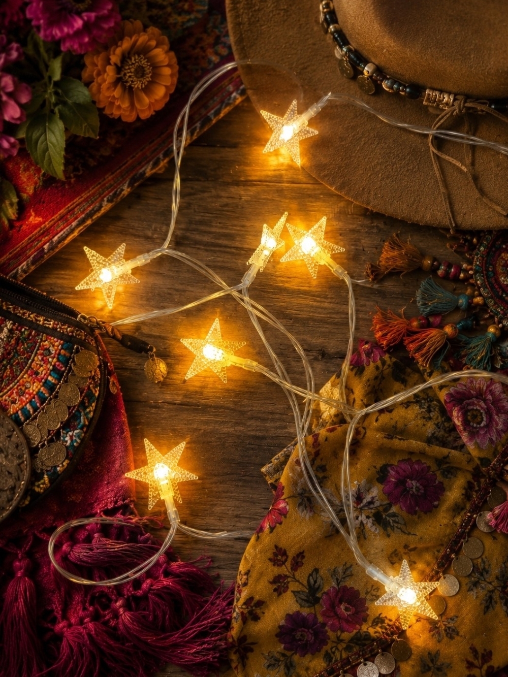 4/$15 Warm White Fairy Star String Lights - Home Holiday 5ft W Batteries